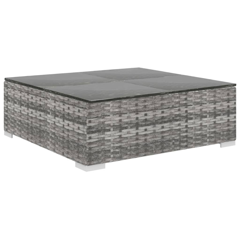 10-tlg. Garten-Lounge-Set mit Auflagen Poly Rattan Grau