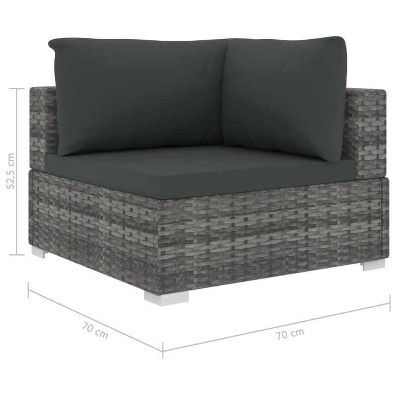 10-tlg. Garten-Lounge-Set mit Auflagen Poly Rattan Grau