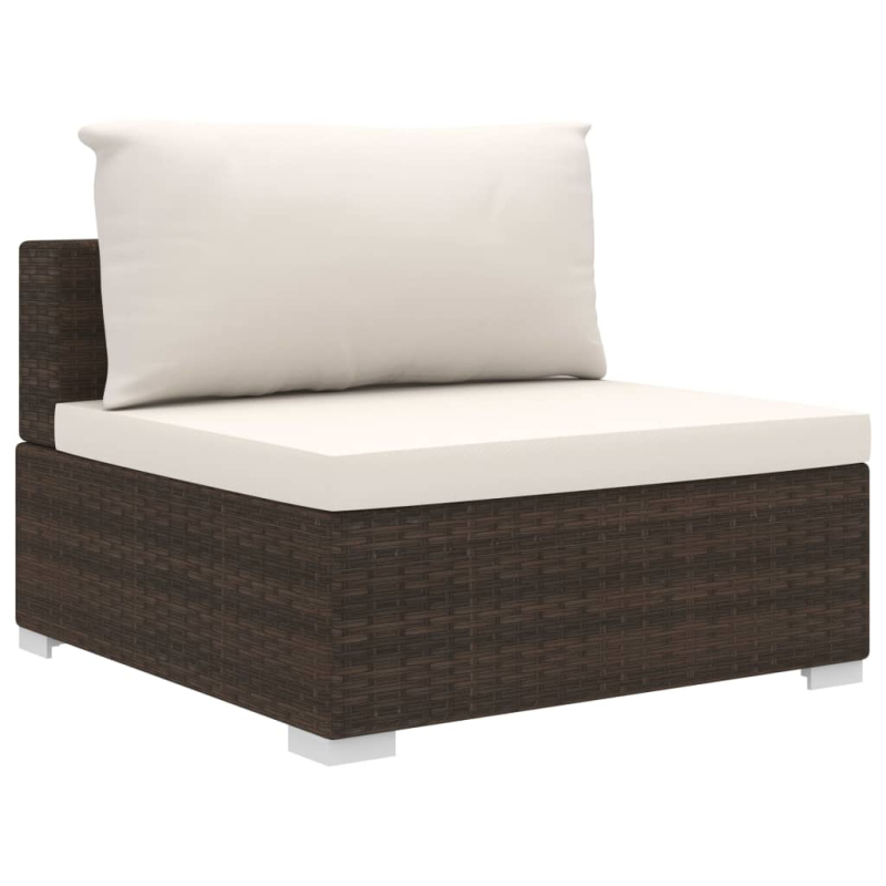 11-tlg. Garten-Lounge-Set mit Auflagen Poly Rattan Braun