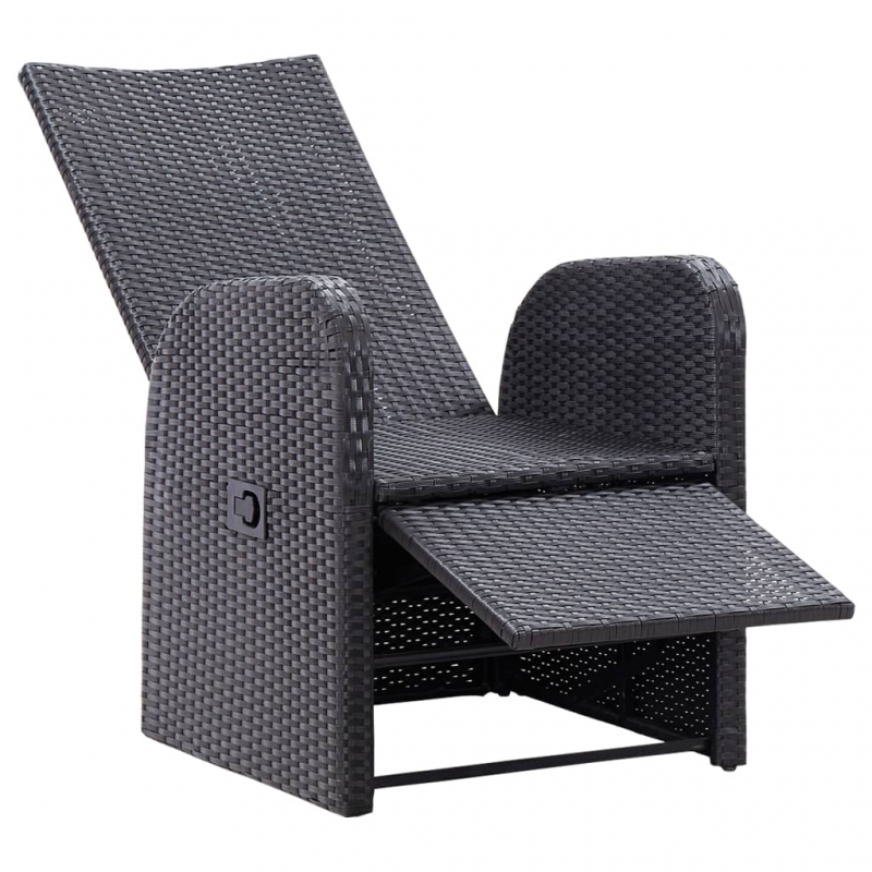 Garten-Liegestuhl mit Auflage Poly Rattan Schwarz