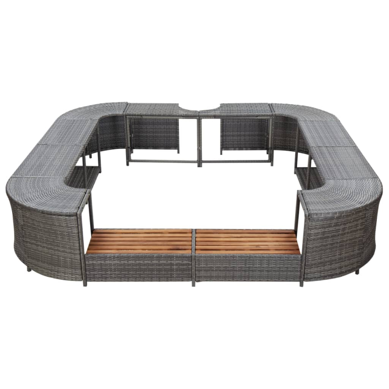 Whirlpool-Umrandung Quadratisch Grau 268x268x55 cm Poly Rattan