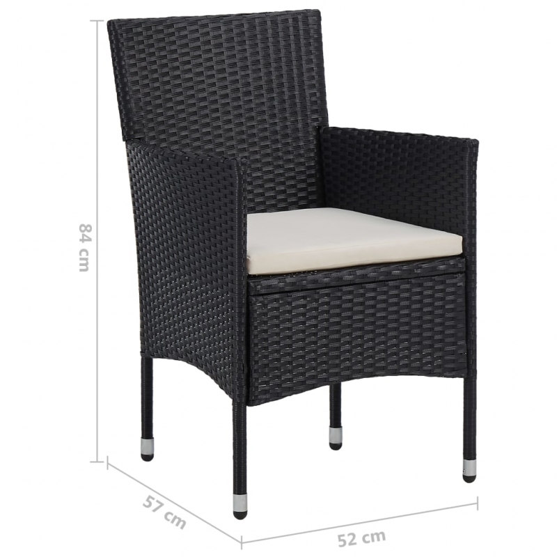 Garten-Essstühle 2 Stk. Poly Rattan Schwarz