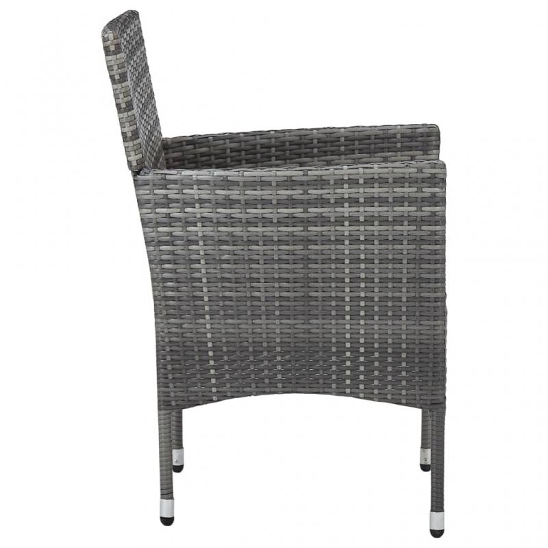 Garten-Essstühle 2 Stk. Poly Rattan Grau