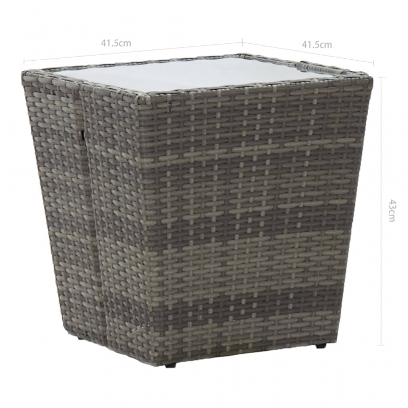 Beistelltisch Grau 41,5×41,5×43 cm Poly Rattan und Hartglas