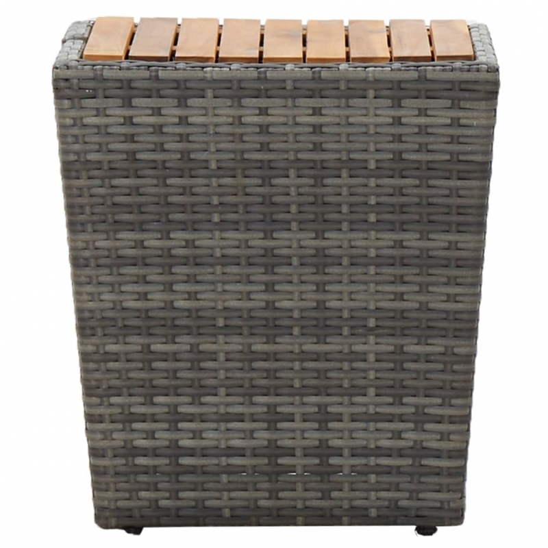 Beistelltisch Grau 41,5×41,5×43 cm Poly Rattan & Massivholz