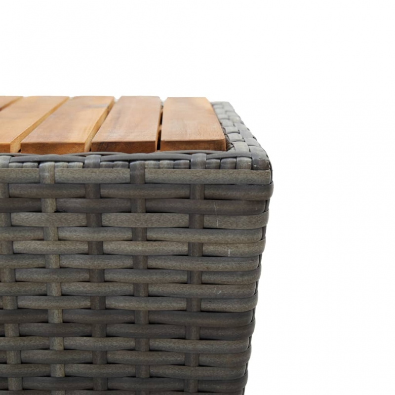 Beistelltisch Grau 41,5×41,5×43 cm Poly Rattan & Massivholz