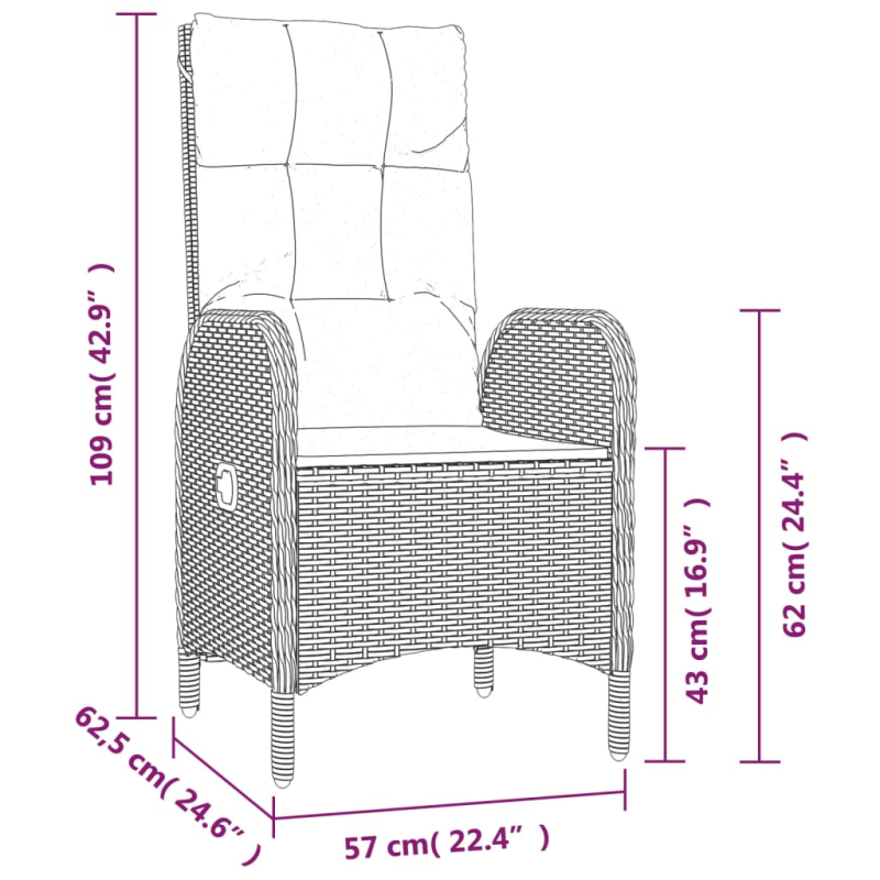 Gartenstühle 2 Stk. Poly Rattan Grau