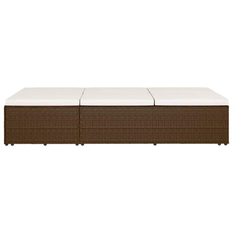 Sonnenliege mit Auflage Poly Rattan Braun