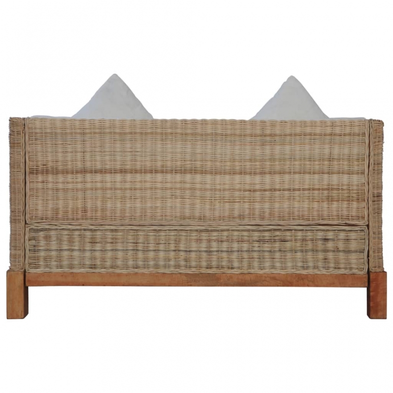 2-tlg. Sofagarnitur mit Kissen Natur Rattan