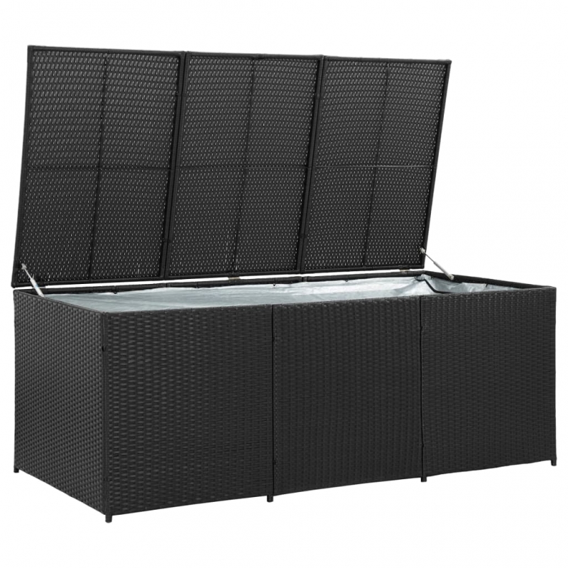 Gartenbox Poly Rattan 180x90x70 cm Schwarz
