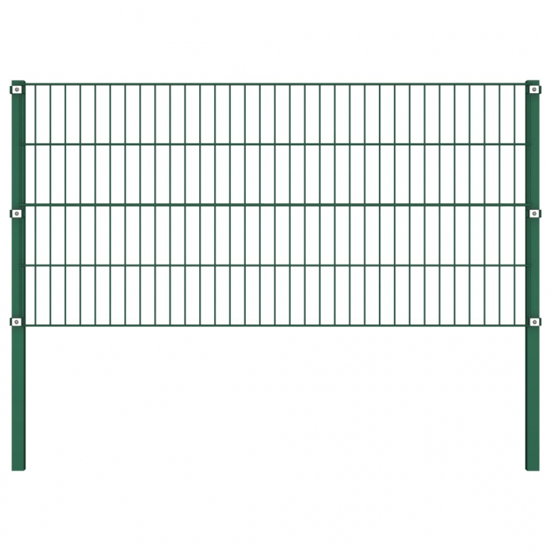 Zaunfeld mit Pfosten Eisen 6,8 x 0,8 m Grün