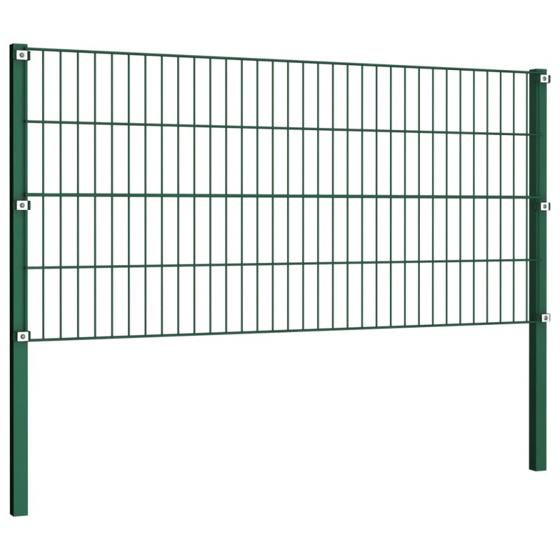 Zaunfeld mit Pfosten Eisen 6,8 x 0,8 m Grün