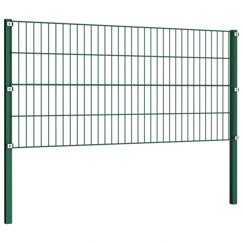 Zaunfeld mit Pfosten Eisen 10,2 x 0,8 m Grün