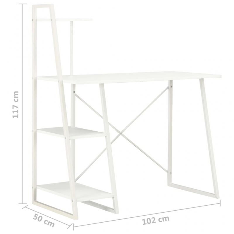 Schreibtisch mit Regaleinheit Weiß 102×50×117 cm