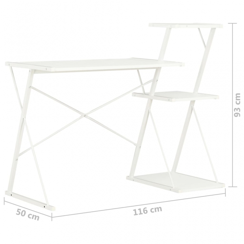 Schreibtisch mit Regal Weiß 116×50×93 cm