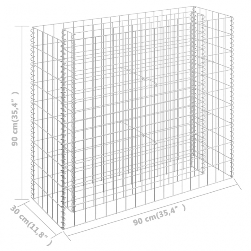 Gabionen-Hochbeet Verzinkter Stahl 90×30×90 cm