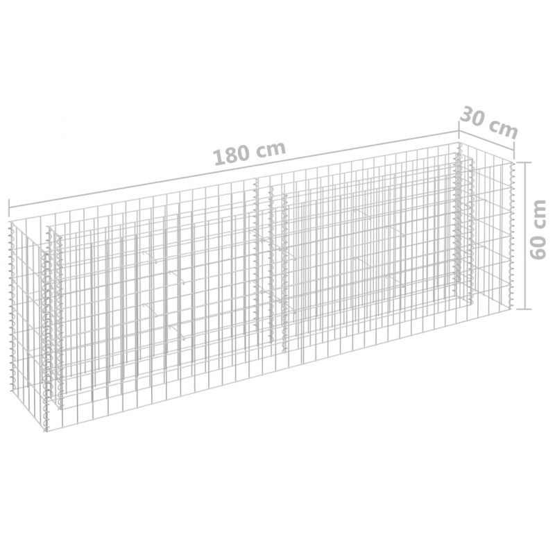 Gabionen-Hochbeet Verzinkter Stahl 180×30×60 cm