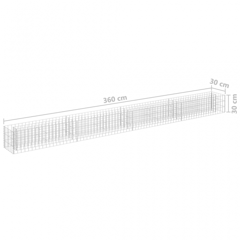 Gabionen-Hochbeet Verzinkter Stahl 360×30×30 cm