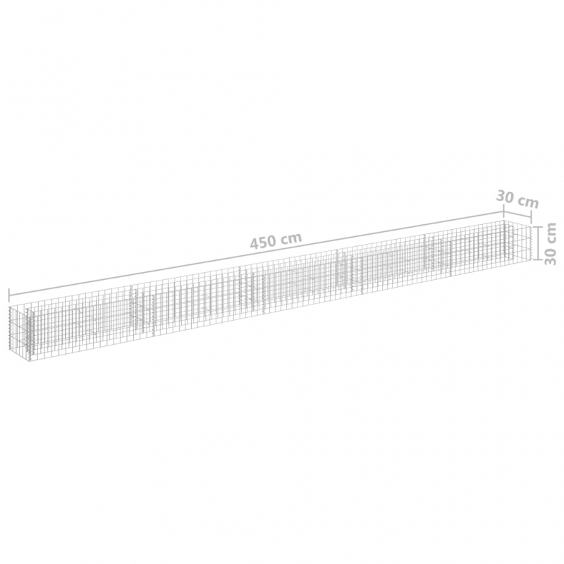 Gabionen-Hochbeet Verzinkter Stahl 450×30×30 cm