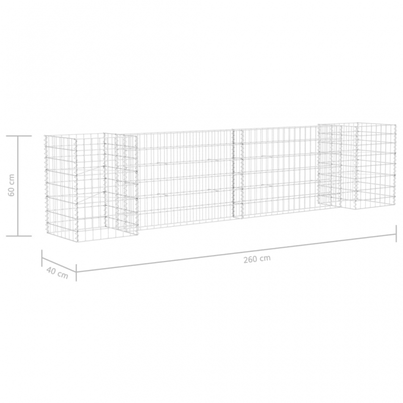 H-förmiger Gabionen-Pflanzkorb Stahldraht 260x40x60 cm