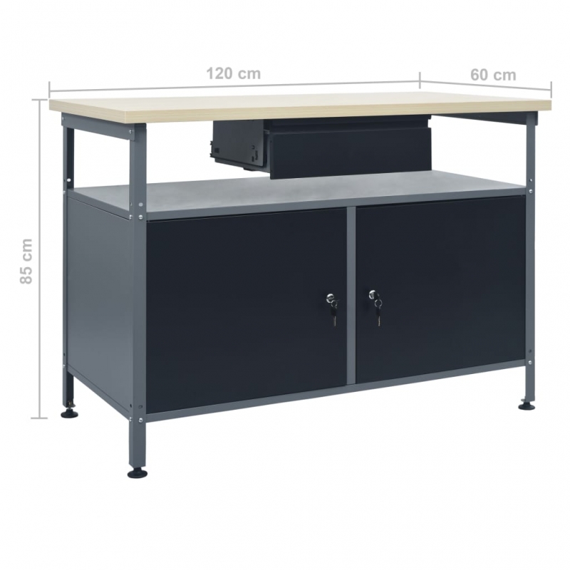 Werkbank Schwarz 120x60x85 cm Stahl