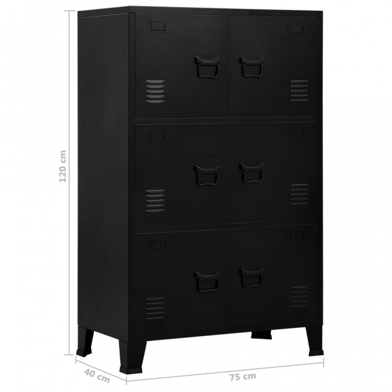 Lagerschrank Industrial Schwarz 75x40x120 cm Stahl