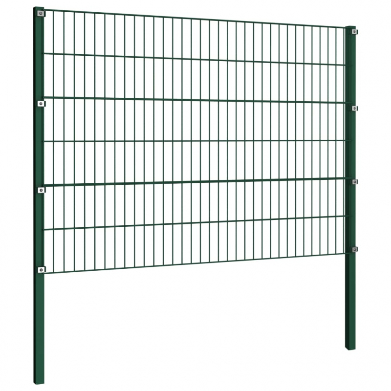 Zaunfeld mit Pfosten Eisen 5,1 x 1,2 m Grün