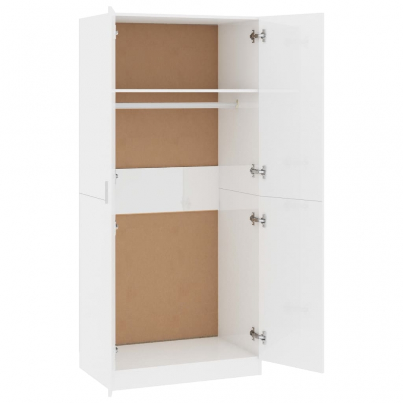 Kleiderschrank Hochglanz-Weiß 80x52x180 cm Holzwerkstoff