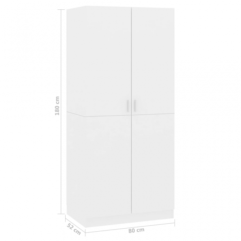 Kleiderschrank Hochglanz-Weiß 80x52x180 cm Holzwerkstoff