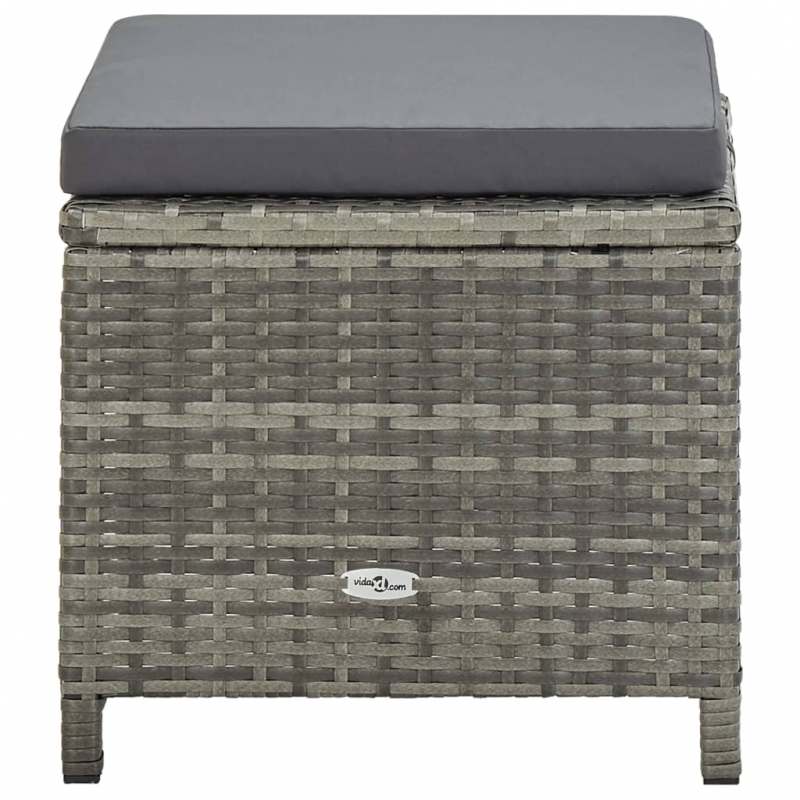 11-tlg. Garten-Essgruppe mit Auflagen Poly Rattan Grau