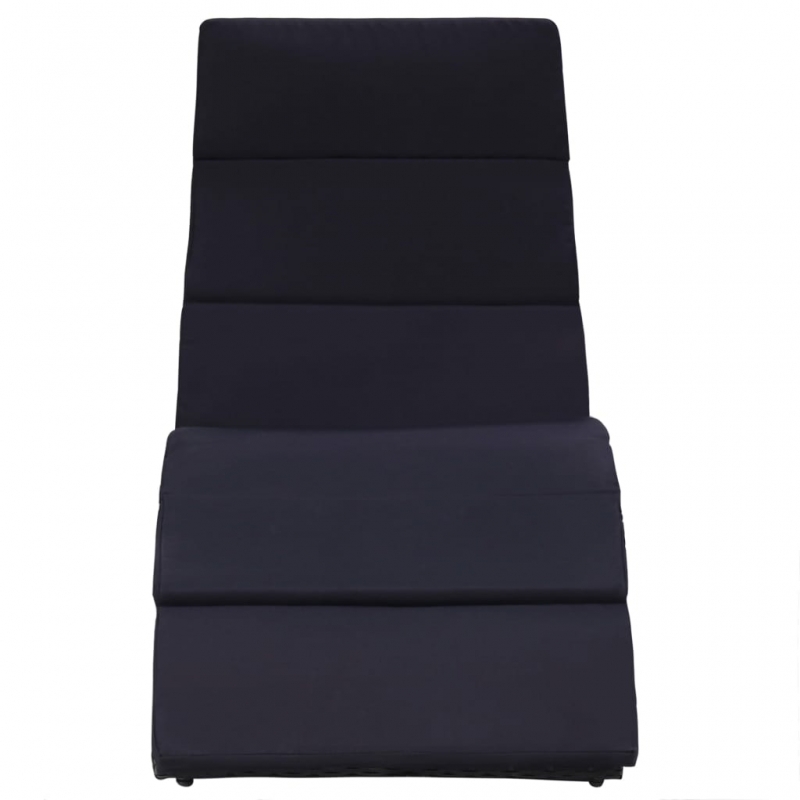 Sonnenliege mit Auflage Poly Rattan Schwarz