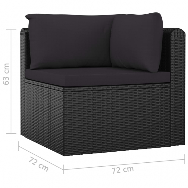 7-tlg. Garten-Lounge-Set mit Auflagen Poly Rattan Schwarz