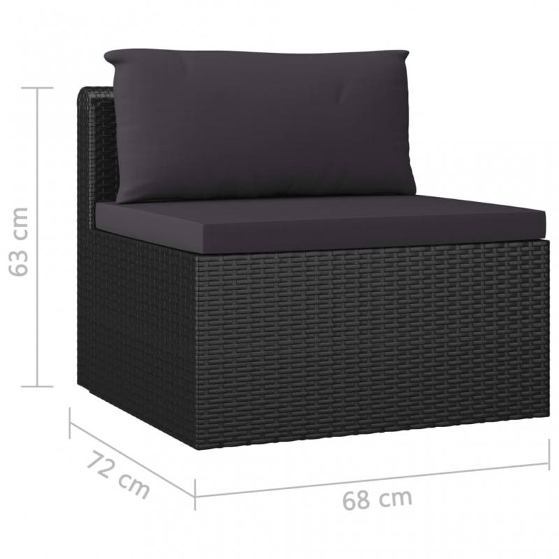 7-tlg. Garten-Lounge-Set mit Auflagen Poly Rattan Schwarz