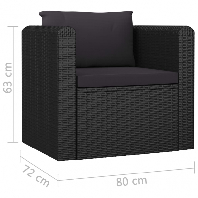 Sessel mit Auflagen Poly Rattan Schwarz