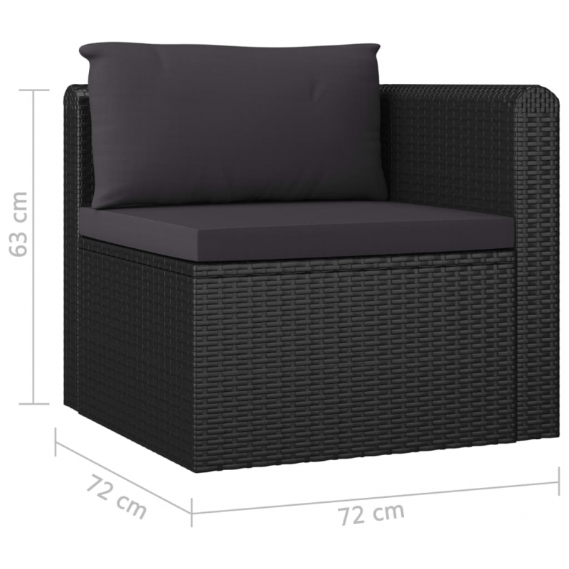4-tlg. Garten-Sofagarnitur mit Auflagen Poly Rattan Schwarz