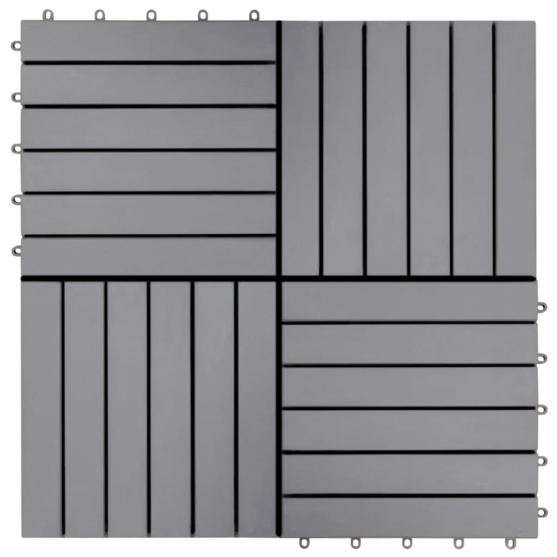 Terrassenfliesen 10 Stk. Grau 30 x 30 cm Massivholz Akazie