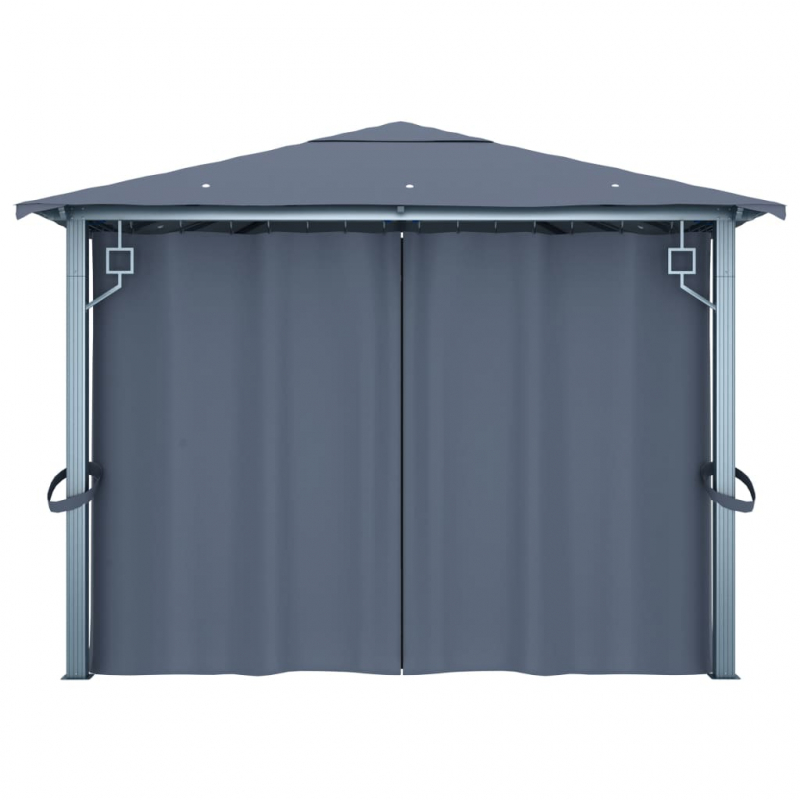 Pavillon mit Vorhängen 400×300 cm Anthrazit Aluminium