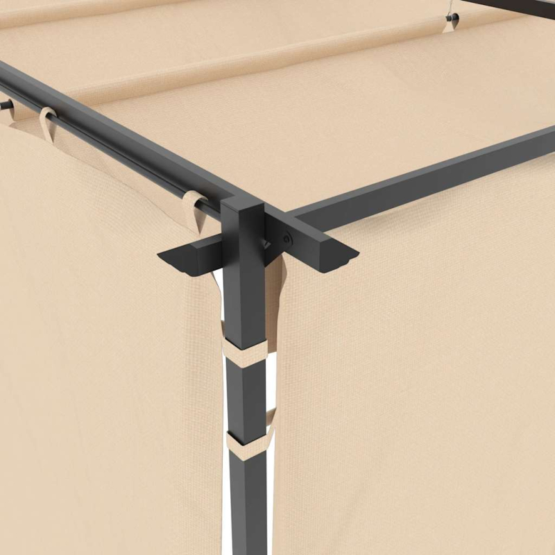 Pavillon mit Vorhängen 3 x 3 m Creme Stahl