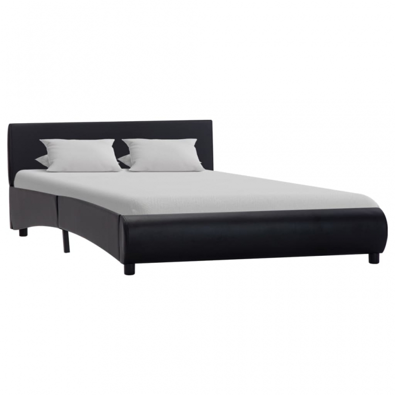 Bett mit LED-Beleuchtung ohne Matratze Schwarz 120x200 cm