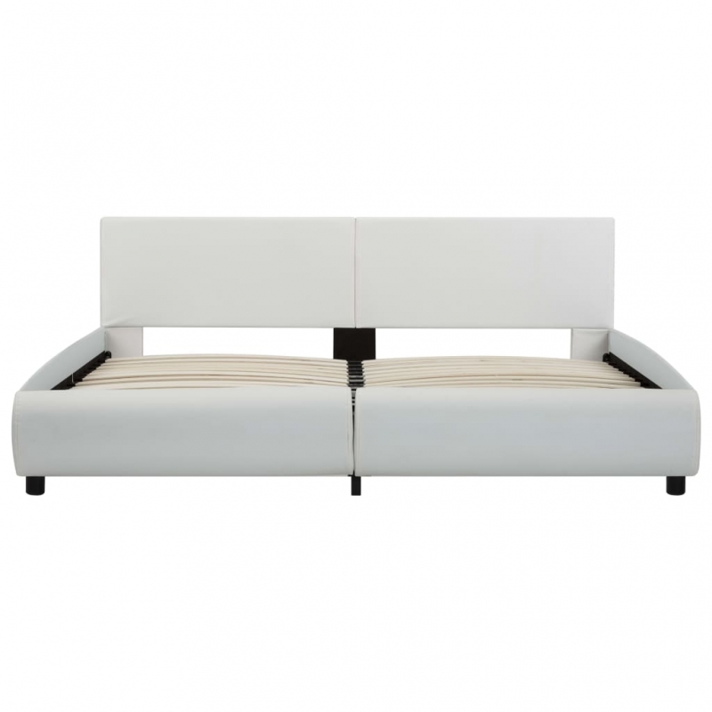 Bettgestell mit LED Weiß Kunstleder 180×200 cm
