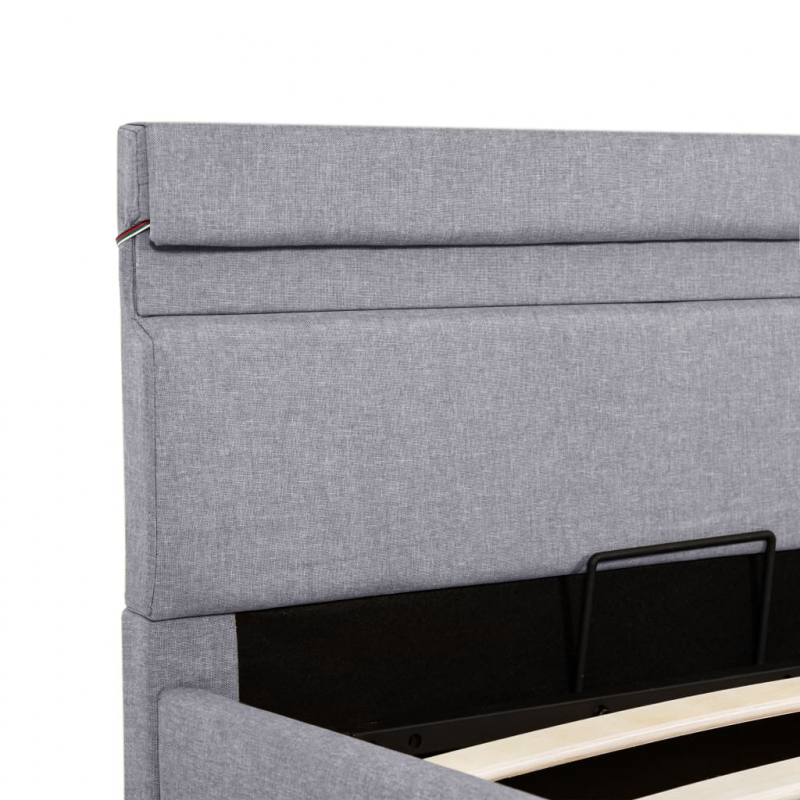 Bett mit Bettkasten Hydraulisch LED Hellgrau Stoff 100x200 cm