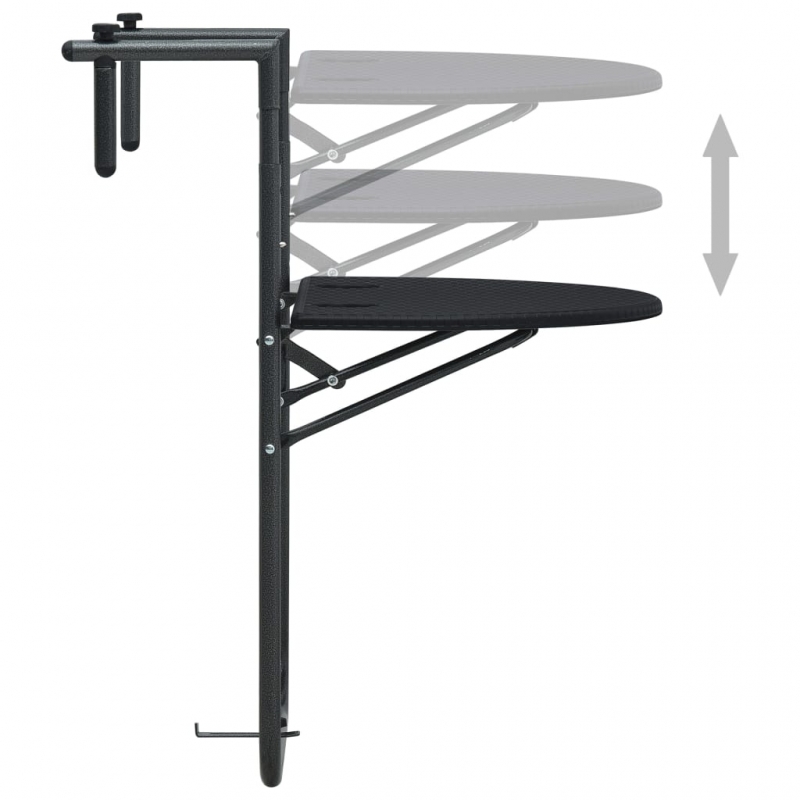 Balkon-Hängetisch Schwarz 60x64x83,5 cm Kunststoff Rattan-Optik