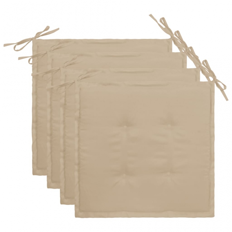 Gartenstuhl-Kissen 4 Stk. Beige 40x40x4 cm Oxford-Gewebe