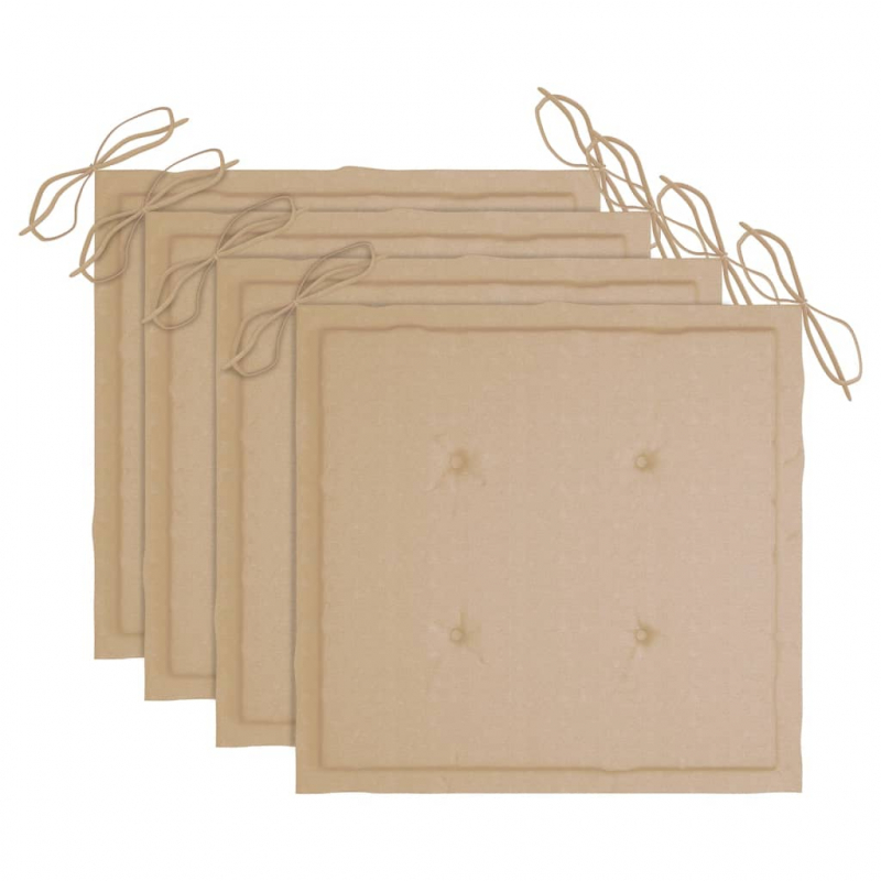 Gartenstuhl-Kissen 4 Stk. Beige 40x40x4 cm Oxford-Gewebe