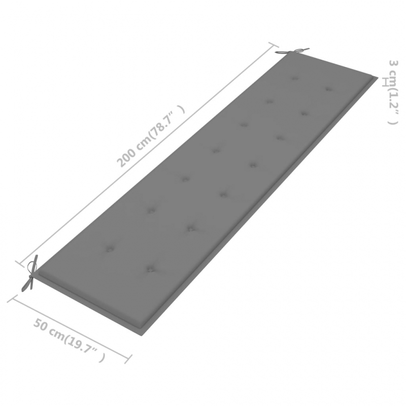 Gartenbank-Auflage Grau 200x50x4 cm Oxford-Gewebe