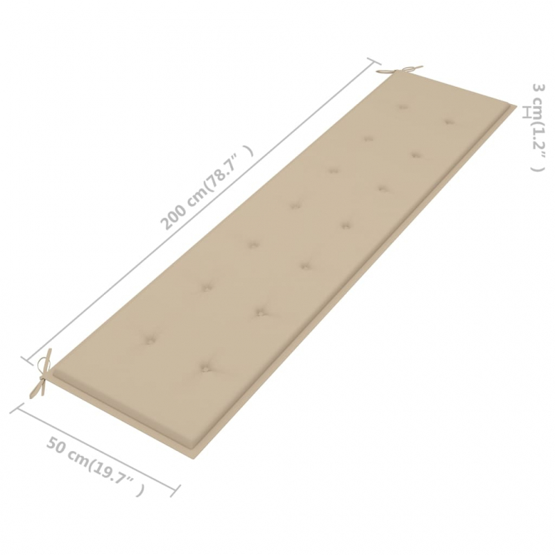 Gartenbank-Auflage Beige 200x50x3 cm Oxford-Gewebe