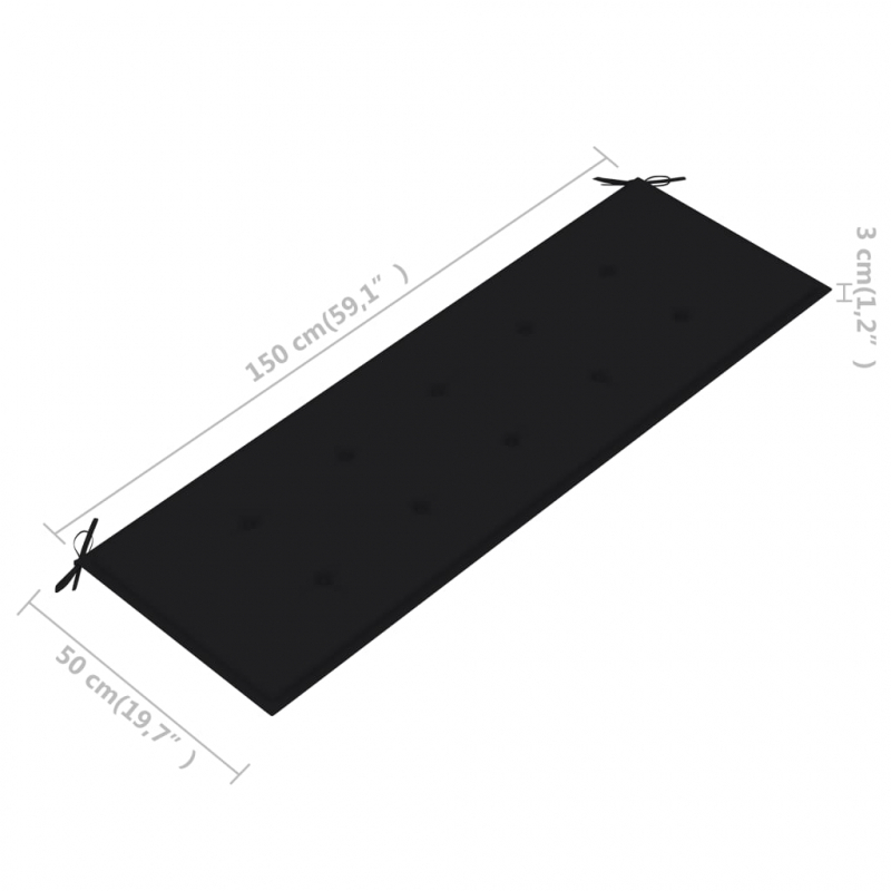 Gartenbank-Auflage Schwarz 150x50x4 cm Oxford-Gewebe