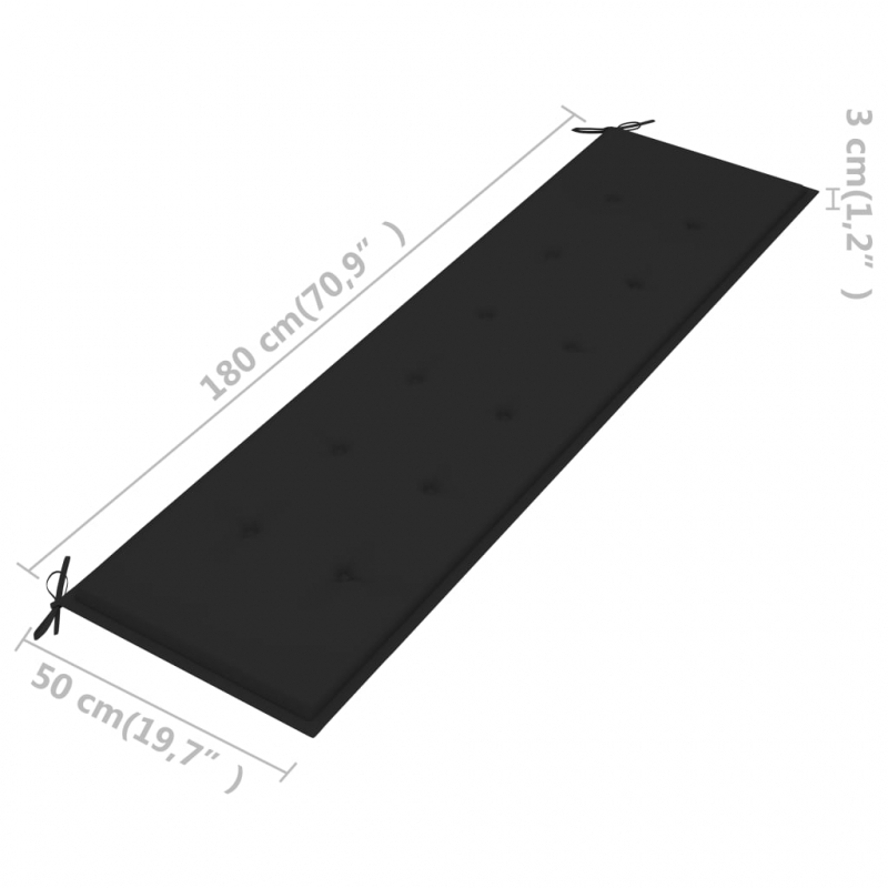 Gartenbank-Auflage Schwarz 180x50x3 cm Oxford-Gewebe