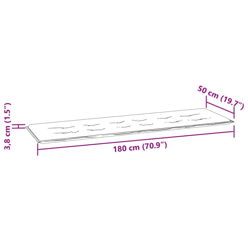 Gartenbank-Auflage Schwarz 180x50x4 cm Oxford-Gewebe
