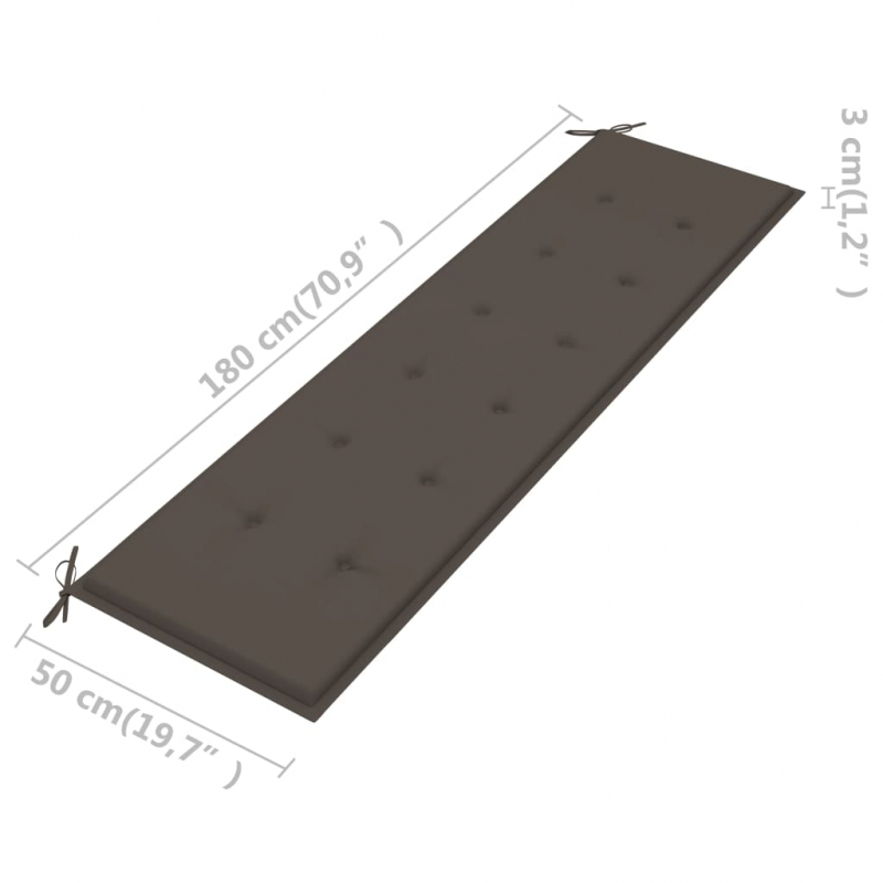 Gartenbank-Auflage Taupe 180x50x3 cm Oxford-Gewebe